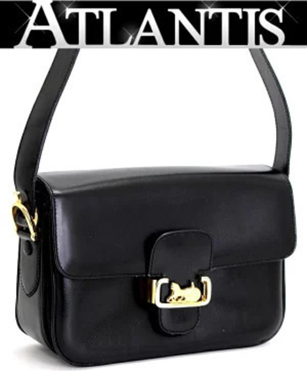 Celine Shoulder Bag Carriage Leather Black